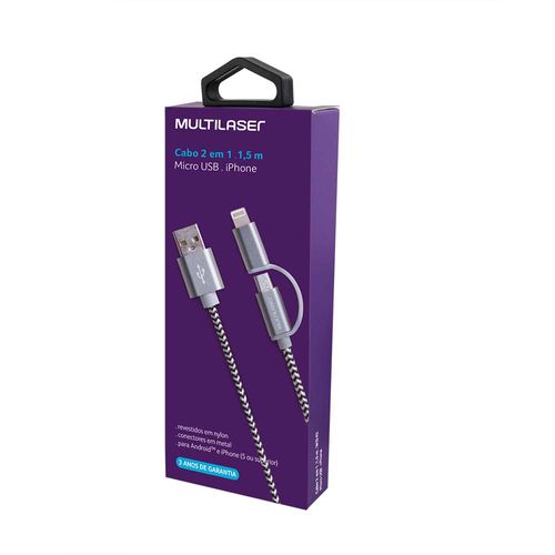 Cabo Concept Hibrido 1,5M Usb Multilaser Cinza - WI342