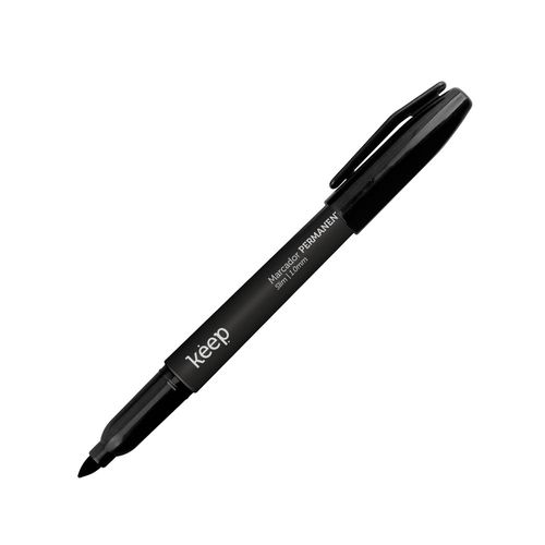 Caneta Marcador Permanente Ponta Fina 1.0mm Preto c/ 12 Unidades Keep - MR017