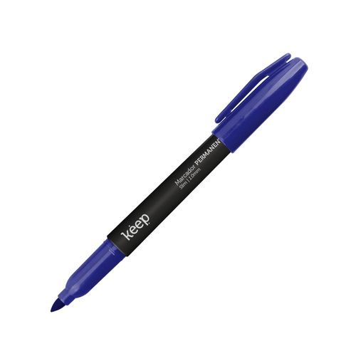 Caneta Marcador Permanente Ponta Fina 1.0mm Azul 12 Unidades Keep - MR018