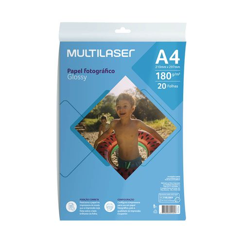 Papel Fotográfico Glossy A4 180g 20 folhas - PE039