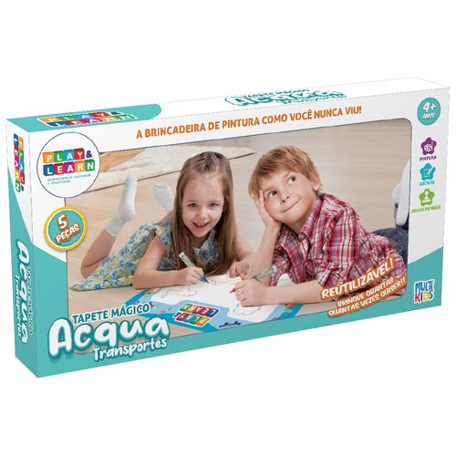 Tapete Mágico Acqua Play & Learn Transportes 63.5x38cm Multikids - BR1746OUT [Reembalado]