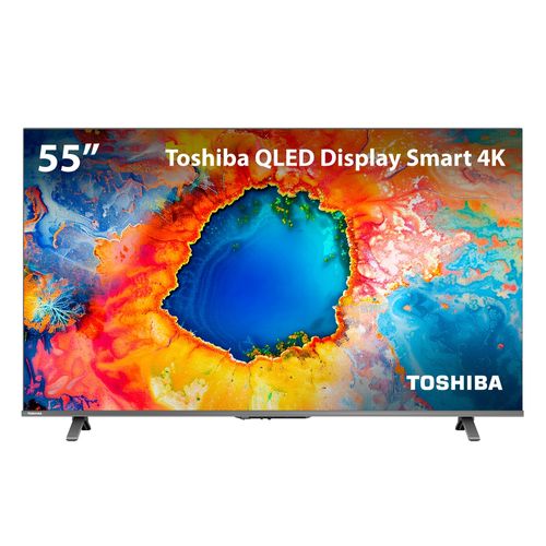 Smart TV QLED 55" 4K Toshiba 55C450NS Google TV 3 HDMI 2 USB Wi-Fi - TB035MOUT [Reembalado]