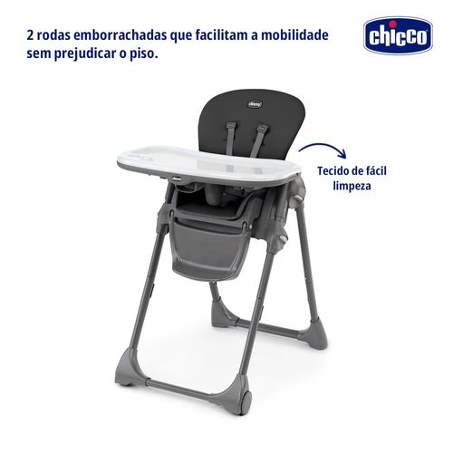 Cadeira de Alimentação Chicco Alta 6m -18kg Polly Preta - 6079756950610