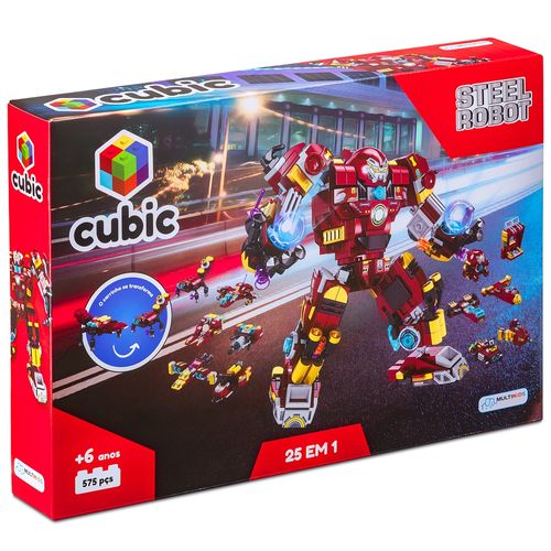 Blocos de Montar Cubic 25 em 1 Steel Robot 575 Peças Multikids - BR1617OUT [Reembalado]