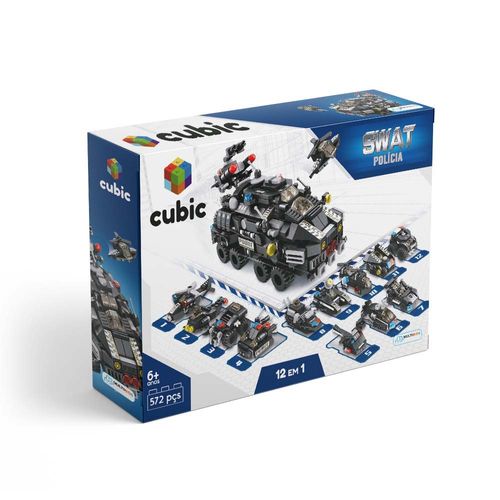 Blocos de Montar Cubic 12 em 1 Polícia 572 peças Multikids - BR1095