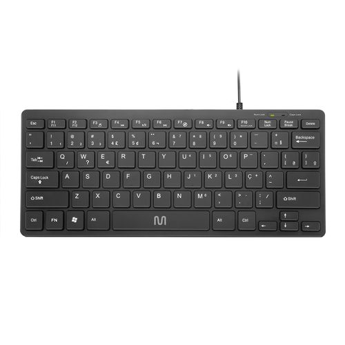 Teclado Com Fio Mini Multimídia Conexão USB Cabo de 150cm Preto Multi (Multilaser) - TC154