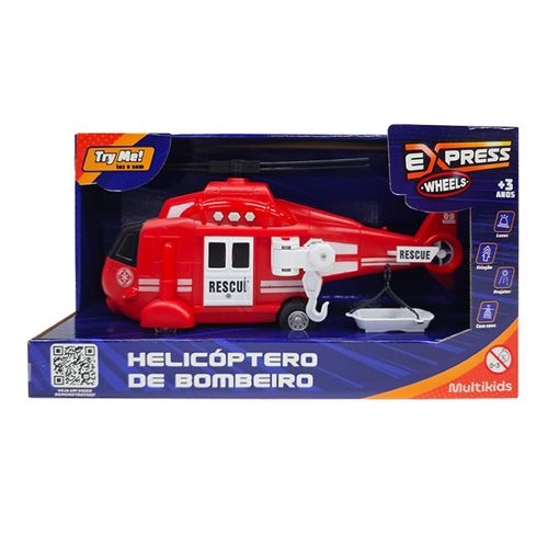 Helicóptero De Bombeiro de Brinquedo Com Luz e Som Multikids - Br2231