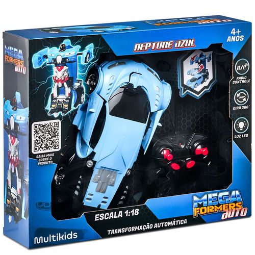 Carrinho Transformável Controle Remoto Megaformers Auto Neptune Azul Multikids - BR1652