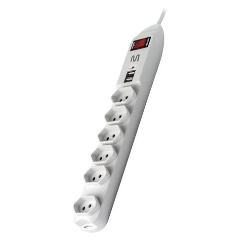 Filtro De Linha Multilaser Com 6 Tomadas E 2 Entradas Usb Bivolt - WI251