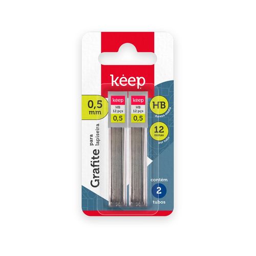 Tubo de Grafite HB 0,5mm Blister c/ 2 Tubos Keep - EI124