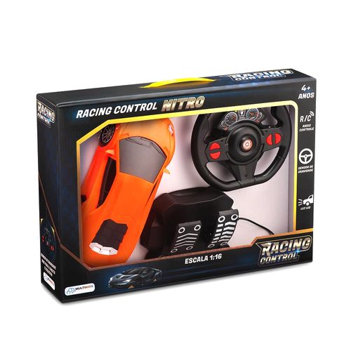 Carrinho com Volante e Pedal Racing Control Nitro Laranja Multikids - BR1144