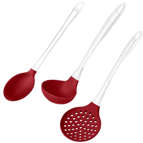Kit Para Servir De Silicone Cabo Acrílico Vermelho Up Home - UD037