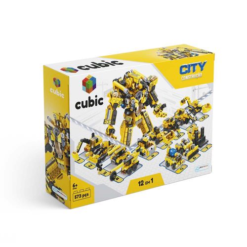 Blocos de Montar Cubic 12 em 1 City Construção 573 Peças Multikids - BR1093