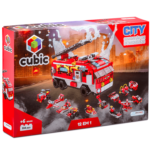 Cubic 12 em 1 Caminhão de Bombeiro 558 Peças - BR1200