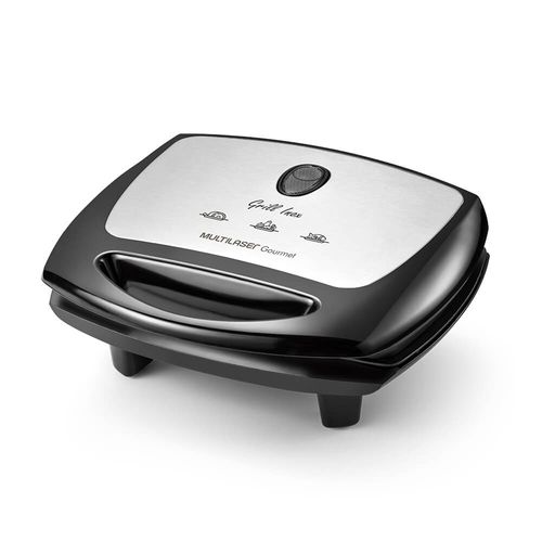 Super Grill Inox 1200w-220 c/ Grelhas Duplas Antiaderente e Bandeja Coletora Preta Multi  - CE12