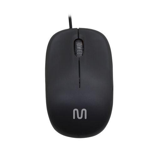Mouse Com Fio Mid 1200dpi Conexão Usb 3 Botões Textura Fosca Preto Multi (Multilaser) - MO255