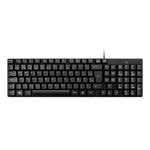 Teclado Com Fio Compacto Sem Marca Conexão Usb Cabo de 120cm Resistente Água Preto - TC193BU