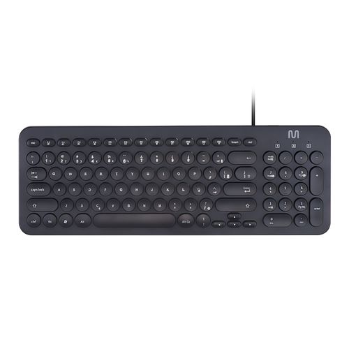 Teclado Com Fio Compact Multimídia Cabo de 130cm Teclas Redondas USB Preto Multi (Multilaser) - TC234