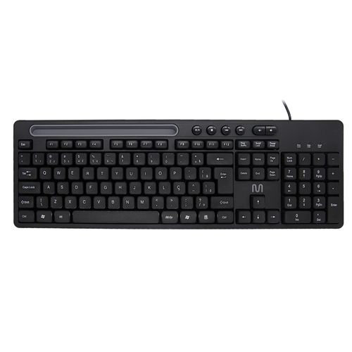 Teclado Com Fio Conexão USB Teclas Multimídia Slot p/ Tablet até 10" Preto Multi (Multilaser) - TC262