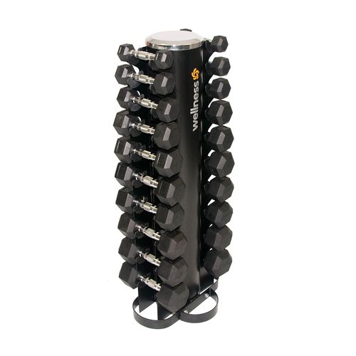Kit 10 Halteres Emborrachados Hexagonal 1 A 10 Kg (Total 110 Kg) - Wellness - WK089