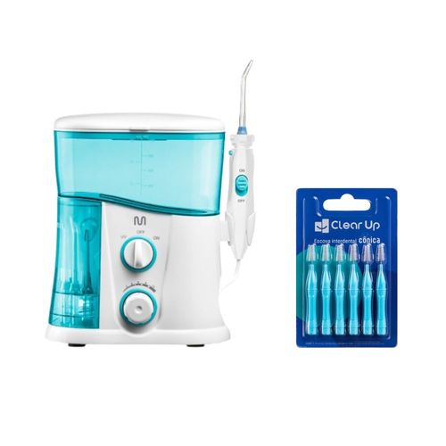 Kit Irrigador Oral Clearpik Professional 1000ml + 6 Escovas Interdental Cônica - HC038K
