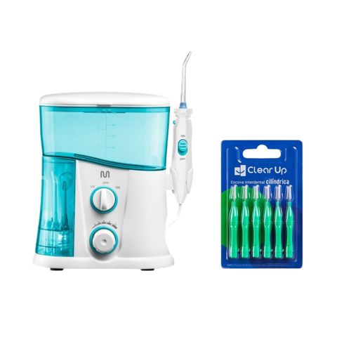 Kit Irrigador Oral Clearpik Professional 1000ml + 6 Escovas Interdental Cônica - HC0382K