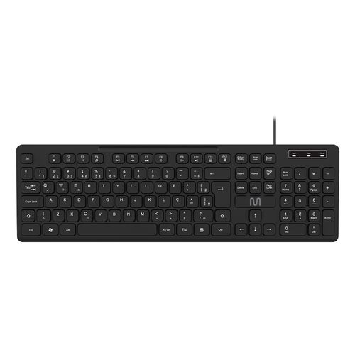 Teclado Com Fio Multimídia Cabo de 180cm Teclas Redondas USB Preto Multi (Multilaser) - TC294