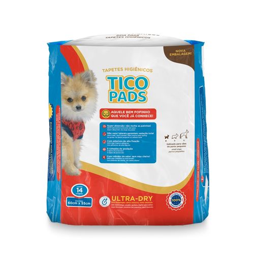 Tapete Higiênico Descartavel Tico Pads 14 unidades 55x60cm - PP444