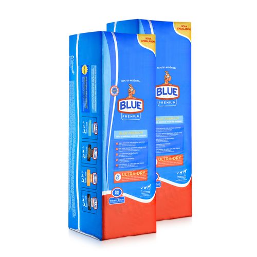 Kit 2 Tapete Higiênico Para Cães 82x60cm 60 und Blue Premium - PP102K