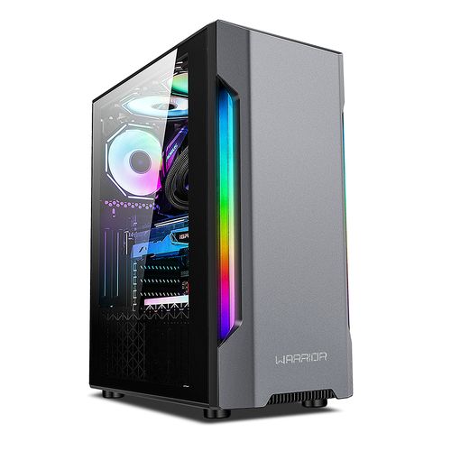 Gabinete Gamer Mohawk RGB Preto/Prata Warrior - GA215OUT [Remanufaturado]
