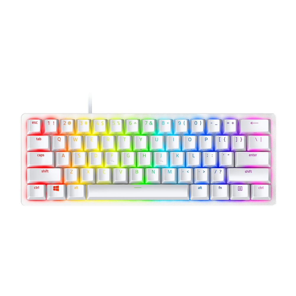Encontraproduto.com.br - Teclado Razer Huntsman Mini 60% Chroma Switch Purple Mercury Layout US Branco - RZ0303390300R3MOUT [Remanufaturado]