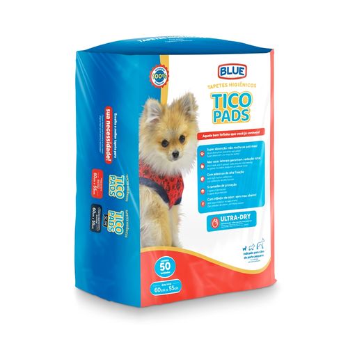 Tapete Higiênico Tico Pads 50 unidades 55x60cm Blue - 303