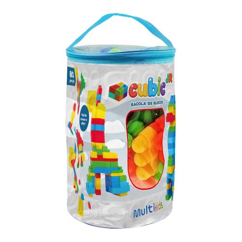 Maleta com Blocos de Montar Coloridos 80 Peças Multikids - BR2277