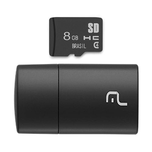 Pen Drive 2 em 1 Leitor USB + Cartão de Memória Classe 4 8GB Preto Multi - MC161OUT [Remanufaturado]
