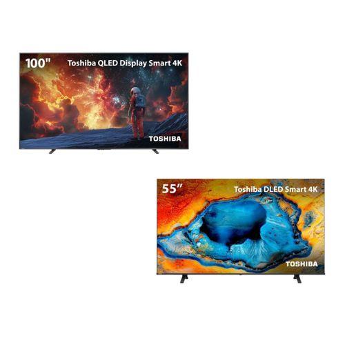 Smart TV QLED 100 4K UHD Toshiba Google TV + TV Toshiba de 55" 4k DLED VIDAA - 100Z670RS1KD