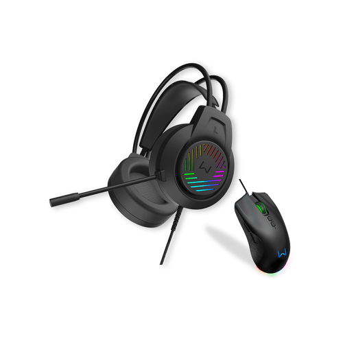 Headset Frigg P2 Preto + Mouse Gamer Rush 12000DPI Warrior - PH702K