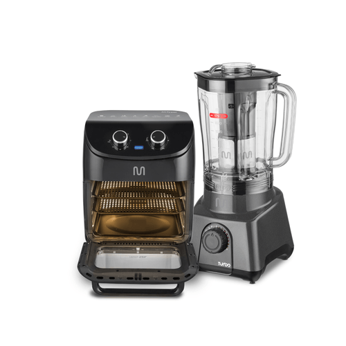 Liquidificador 2,6L Turbo Preto 1200w-127v c/ 12 Velocidades Multi Home + Air Fryer Forno 12L Time 60 min 1700w 127v Multi - GO227K