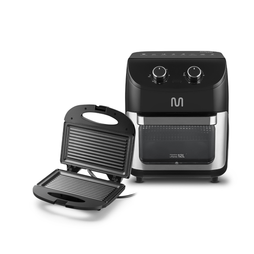 Air Fryer Forno 12L Time 60 min 1700w 127v Multi + Sanduicheira E Minigrill Chapa Antiaderente Dupla Ondulada 127v 750w Multi - CE043K1