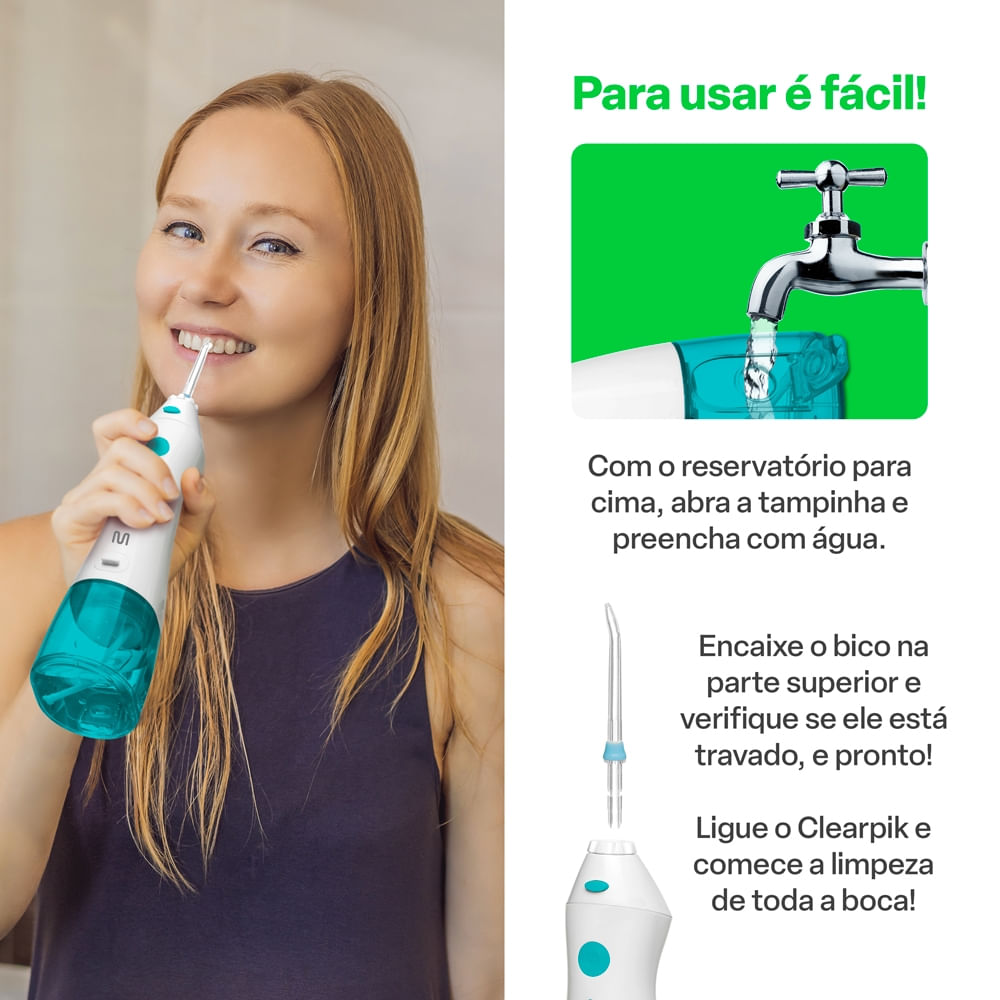 Encontraproduto.com.br - Irrigador Oral Clearpik Portable 200ml Recarregável Multi Saúde - HC036OUT [Remanufaturado]