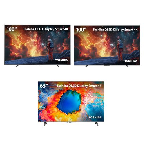 Kit 2x Smart TVs QLED 100" 4K UHD Toshiba Google TV + 1x Smart TV QLED 65" 4K Toshiba Google TV 100Z670RSK