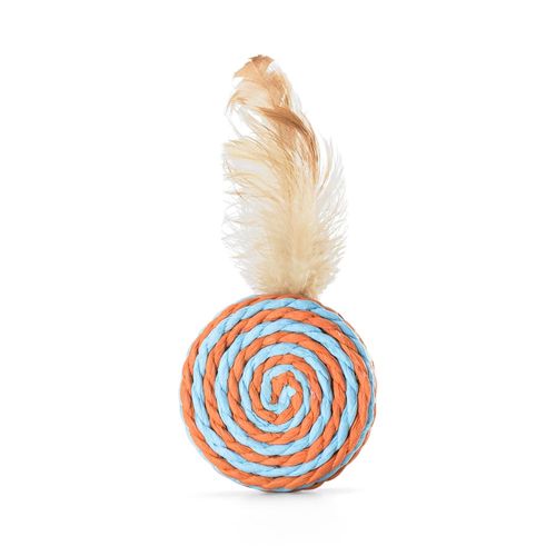 Brinquedo de Fibra Natural para Gatos - Mini Tamborim com Penas Mimo - PP224OUT [Remanufaturado]
