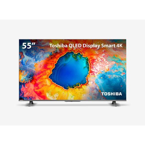 Smart TV QLED 55" 4K Toshiba 55C450NS Google TV 3 HDMI 2 USB Wi-Fi - TB035MOUT [Remanufaturado]