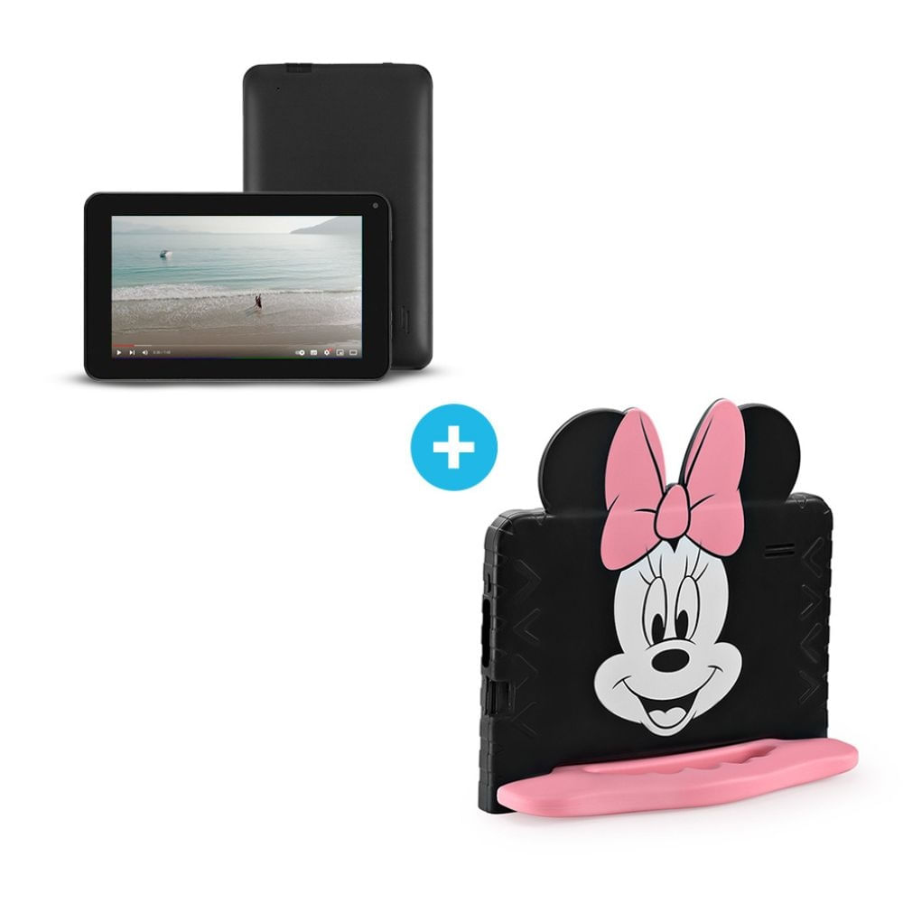 Tablet Infantil Minnie com Controle Parental 4GB RAM + 64GB + Tela 7 pol + Case + Wi-fi + Android 13 + Quad Core Multi - NB414OUT [Remanufaturado]