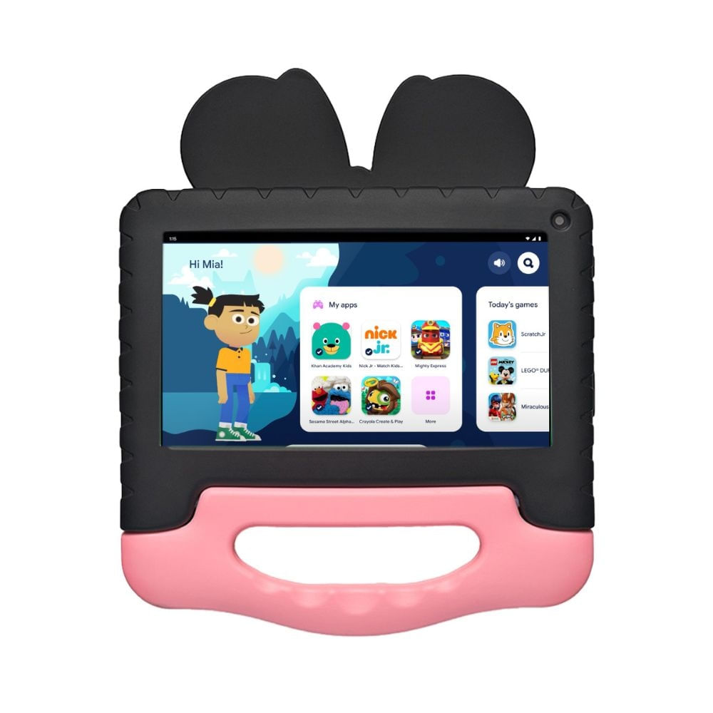 Encontraproduto.com.br - Tablet Infantil Minnie com Controle Parental 4GB RAM + 64GB + Tela 7 pol + Case + Wi-fi + Android 13 + Quad Core Multi - NB414OUT [Remanufaturado]