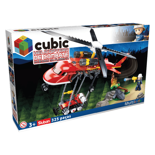 Blocos de Construção Cubic Jr Helicóptero de Bombeiro Multikids - BR2307