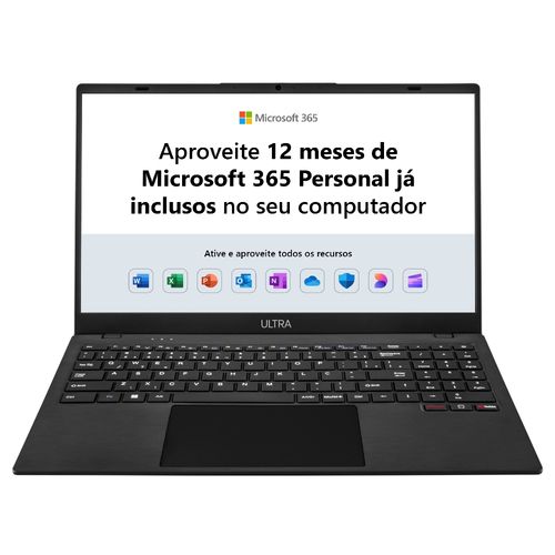 Notebook, Windows 11 Home, Tela 15,6 Pol HD, Celeron N4020C, Memória 4GB/128GB, Microsoft 365, Ultra - UB261