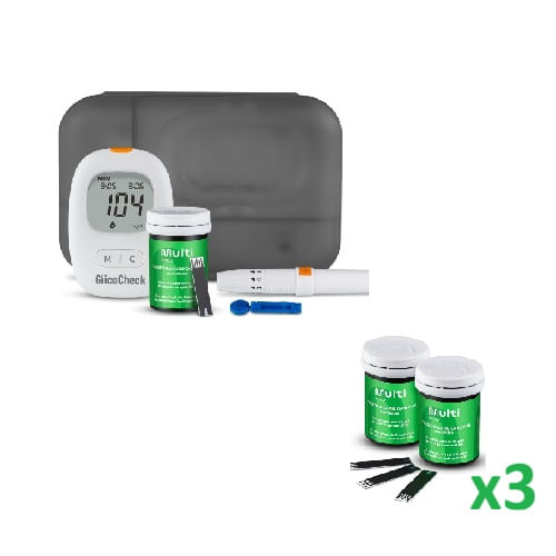 Kit Medidor de Glicemia Glicocheck CarePlus + 150 tiras para Glicemia Multi Saúde - HC4873K
