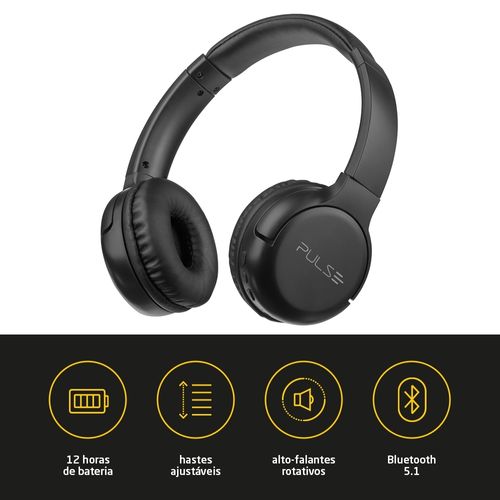 Headphone Bluetooth Flow Preto Pulse - PH393OUT [Reembalado]