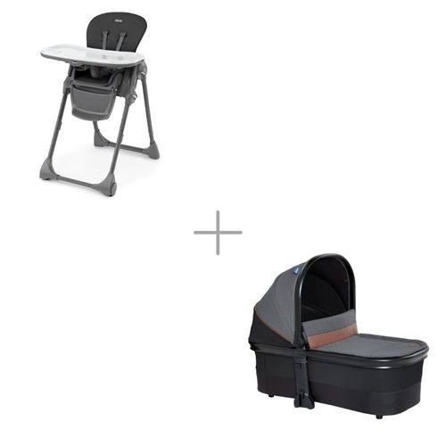 Compre Cadeira de Alimentação Chicco 6m -18kg Polly e Ganhe Moisés Chicco Mysa 9kg Preto - 6079756950610K