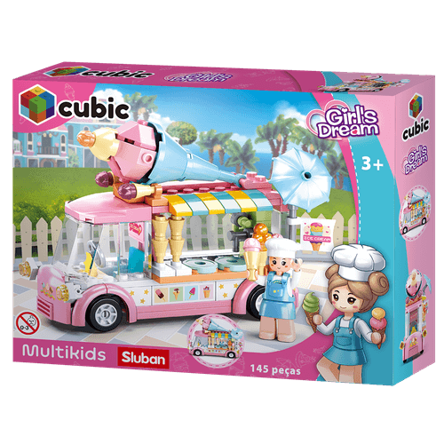 Blocos de Montar Carrinho de Sorvete Cubic 145 Pcs Multikids - BR2279